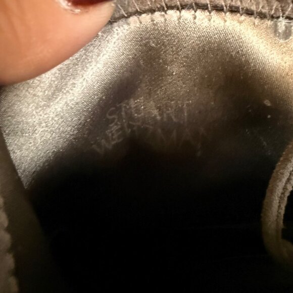 Stuart Weitzman Gray Microsuede Stretch Ankle Tie Heeled Booties Size 10 - Picture 10 of 10